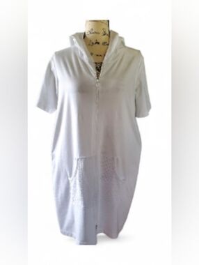 Jordan Taylor White Hooded Swim Cover-Up with Front Pockets Size XL